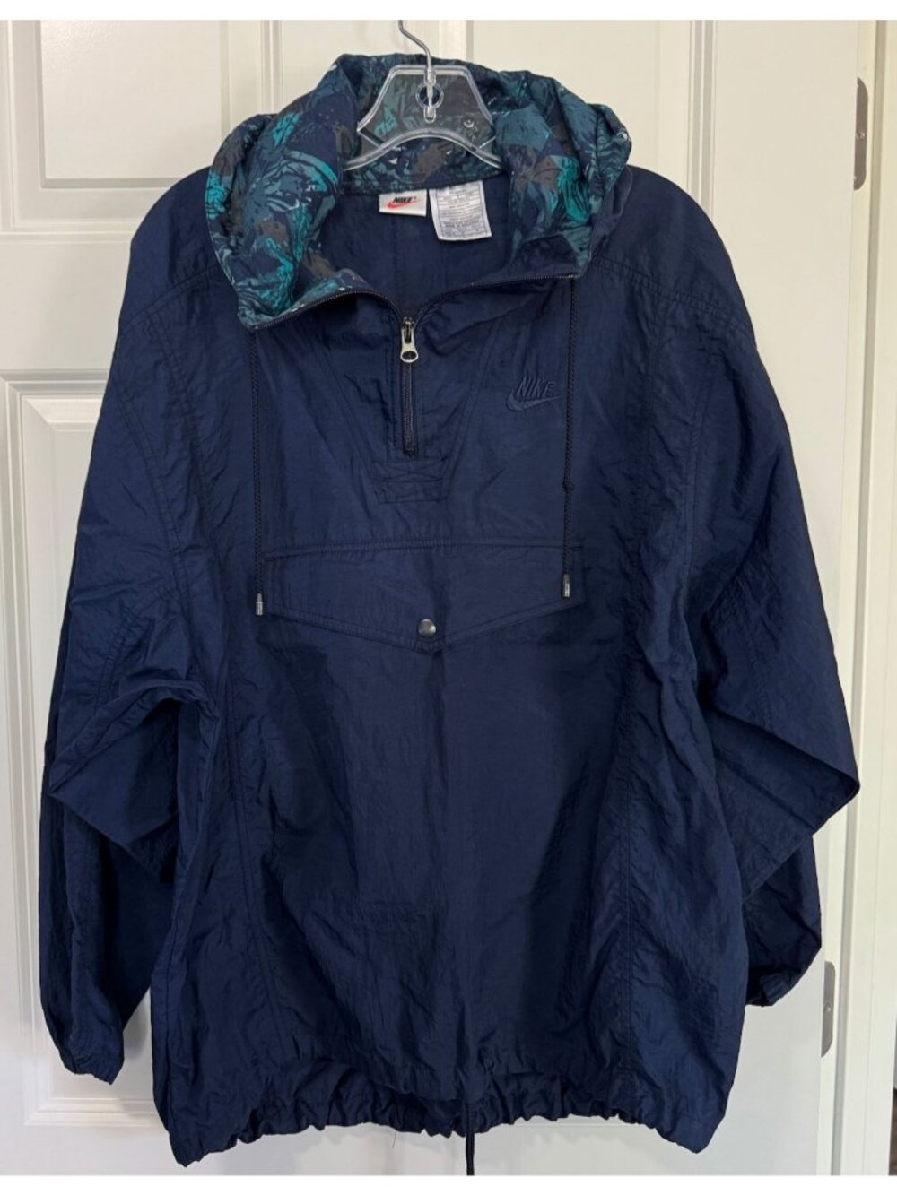 Vintage Nike Windbreaker Jacket Nylon 1/4 Zip Pullover Navy Blue 1990s Women's M